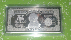 4 OZ $5 INDIAN CHIEF FEDERAL BANKNOTE SILVER PLATED BAR