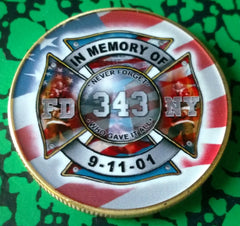 9/11 FDNY MIA NEVER FORGOTTEN #157 COLORIZED ART ROUND