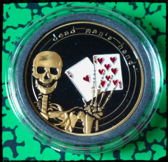 DEAD MAN'S HAND POKER COLORIZED ART ROUND CARD PROTECTOR