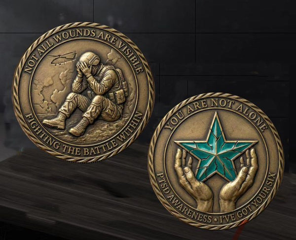 PTSD - You Are Not Alone #S8144K Military Honor Challenge Coin Award