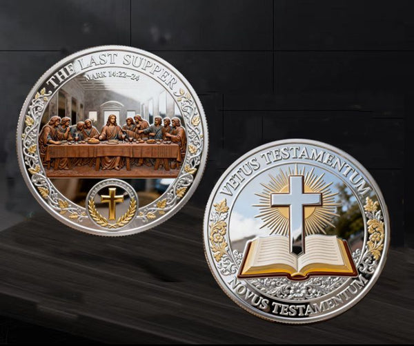 Jesus - The Last Supper #S8148K Religious Slvr Challenge Coin Award