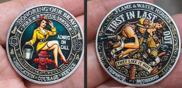 Firefighters - First In, Last Out #S8143K Honor Challenge Coin Award