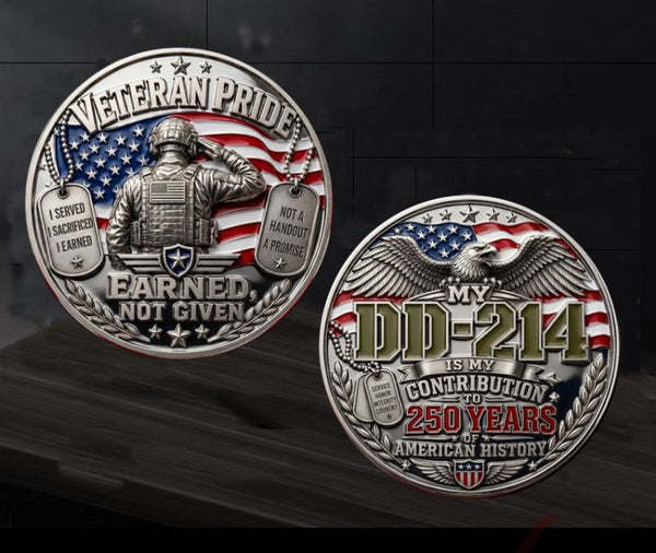 DD-214 Veteran Pride #S8145K Military Honor Challenge Coin Award