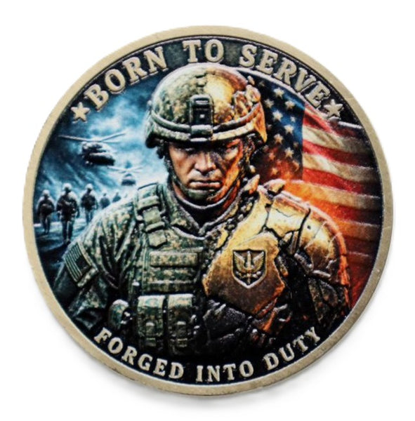 Born To Serve - Forged Into Duty - Honor and Sacrifice #S8163K Military Honor Challenge Coin Award