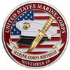 Marine Corps Birthday November 10th Semper Fidelis #S8221K Military Honor Challenge Coin Award
