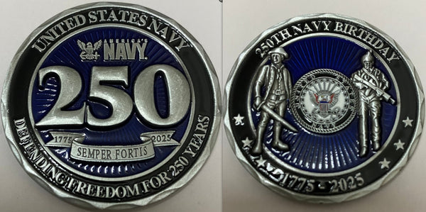 Navy 250th Anniversary #SK7019 Large Military Challenge Coin