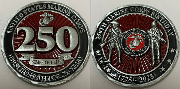 Marine Corps 250th Anniversary #SK7018 Large Military Challenge Coin