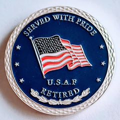 AIR FORCE RETIRED VETERAN - SERVED WITH PRIDE #S3018K COLORIZED ART ROUND