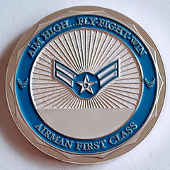 AIR FORCE RANK AIRMAN FIRST CLASS #S3013K COLORIZED ART ROUND