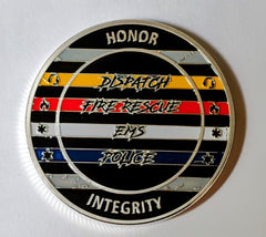 Dispatcher Fire Rescue EMS Police Officer - Coming Together Serving Communities #S3076K First Responder Honor Challenge Coin Award