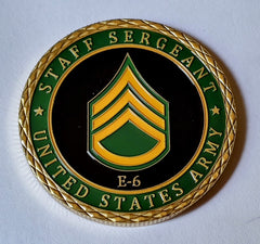 Army Staff Sergeant E-6 Rank #C1476B Military Honor Challenge Coin Award…