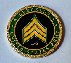 Army Sergeant E-5 Rank #C1467B Military Honor Challenge Coin Award…