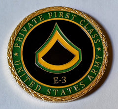 Army Private First Class E-3 Rank #C1466B Military Honor Challenge Coin Award