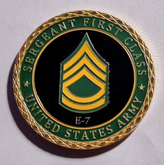 Army Sergeant First Class E-7 Rank #C1481B Military Honor Challenge Coin Award
