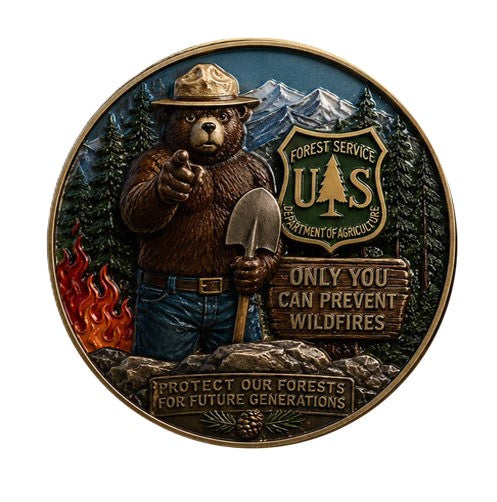 Forest Service - Smokey The Bear - Stop Wildfires #S8168K Government Historical Honor Challenge Coin Award