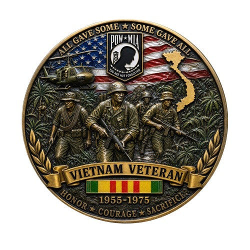 Vietnam Veteran POW MIA Never Forgotten - All Gave Some Some Gave All #S8156K Military Honor Challenge Coin Award