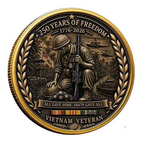 Vietnam Veteran POW MIA Never Forgotten - All Gave Some Some Gave All #S8157K Military Honor Challenge Coin Award