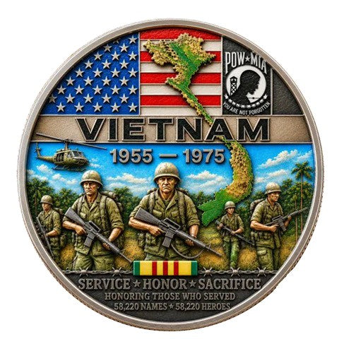 Vietnam Veteran POW MIA Never Forgotten - All Gave Some Some Gave All #S8161K Military Honor Challenge Coin Award
