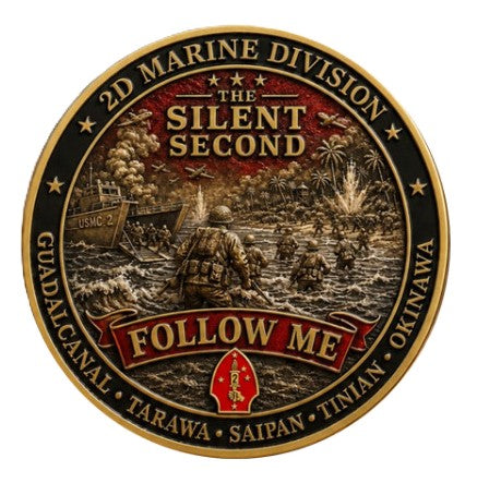 Marine Corps 2nd Division - The Silent Second Follow Me #S8222K Military Honor Challenge Coin Award