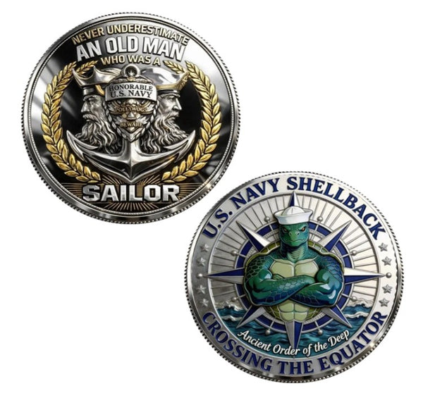 Navy Shellback Ancient Order Of The Deep #S8236K Military Honor Challenge Coin Award