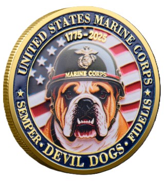 Marine Corps Devil Dogs Semper Fidelis 250th Anniversary #S8180K Military Honor Challenge Coin Award