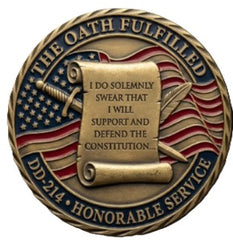 DD-214 Oath Fulfilled - Honorable Service #S8214K Military Honor Challenge Coin Award