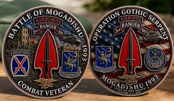 Army Airborne Combat Veteran - Battle of Mogadishu Operation Gothic Serpent 3rd Ranger Battalion #S8169K Military Honor Challenge Coin Award
