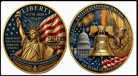 America 250th Anniversary of Freedom #S8239K Military Memorial Honor Challenge Coin Award