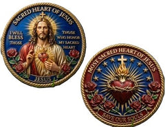 Most Sacred Heart Of Jesus Save Our Souls #S8248K Religious Tribute Honor Challenge Coin Award