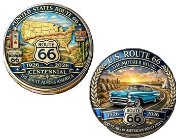 Route 66 The Route Across America Centennial #S8246K Tribute Honor Challenge Coin Award