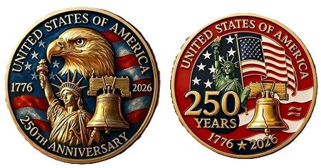 America 250th Anniversary of Freedom #S8241K Military Memorial Honor Challenge Coin Award