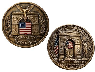 Independence Arch 2026 - One Nation Under God #S8243K Military Memorial Honor Challenge Coin Award