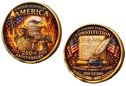 America Constitution Enduring Liberty and Justice 250th Anniversary of Freedom #S8240K Military Memorial Honor Challenge Coin Award