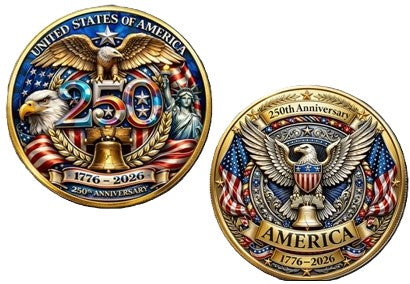 America 250th Anniversary of Freedom #S8242K Military Memorial Honor Challenge Coin Award