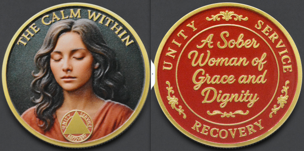 The Calm Within - A Sober Woman of Grace and Dignity #S7025K Small Challenge Honor Coin