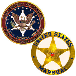 Marshal Federal Officer DOJ Gld #C1523B Military Honor Challenge Coin Award