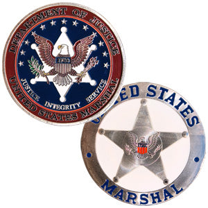 Marshal Federal Officer DOJ Slvr #C1524B Military Honor Challenge Coin Award