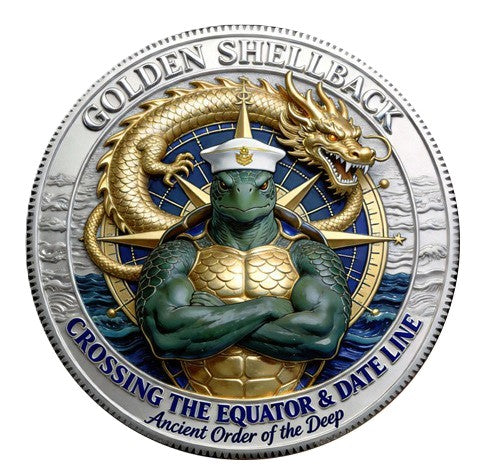 Navy Golden Shellback - Ancient Order of the Deep #S8153K Military Honor Challenge Coin Award
