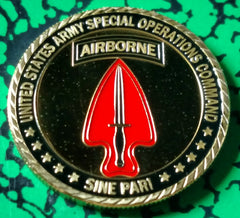 US ARMY SPECIAL OPERATIONS COMMAND SINE PARI #1072 COLORIZED ART ROUND