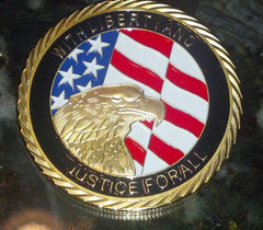 9/11 UNITED WE STAND CHALLENGE COIN #1165 COLORIZED GOLD PLATED ART ROUND