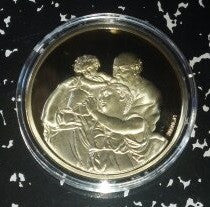 MICHAELANGELO'S MADONNA TONDI GOLD PLATED ART ROUND
