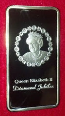 UK QUEEN'S IMAGE DIAMOND E/R II GOLD PLATED ART BAR