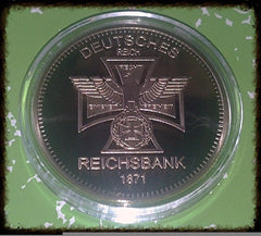 GERMAN 1871 REICHSBANK CROSS MILITARY GOLD PLATED ART ROUND