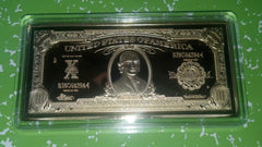 4 OZ $10 HILLEGAS FEDERAL BANKNOTE GOLD PLATED BAR