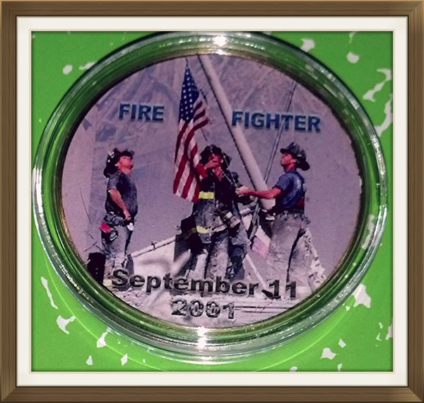 9/11 FDNY FIREFIGHTER MEMORIAL #271 COLORIZED GOLD PLATED ART ROUND - 1