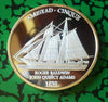 AMISTAD CINQUE SHIP / JOHN QUINCY ADAMS SILVER / GOLD PLATED BRASS ART COIN - 2