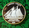 AMISTAD CINQUE SHIP / JOHN QUINCY ADAMS SILVER / GOLD PLATED BRASS ART COIN - 1