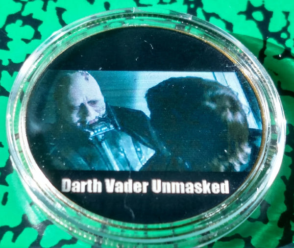 STAR WARS DARTH VADER UNMASKED #BXB570 COLORIZED GOLD PLATED ART ROUND - 1