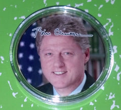 PRESIDENT BILL CLINTON #BC1 COLORIZED GOLD PLATED ART ROUND