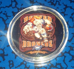 NFL DENVER BRONCOS #N154 COLORIZED GOLD PLATED ART ROUND